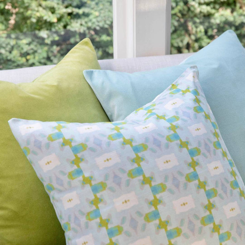 Spa Blue Solid Velvet Pillow: 26" x 26" Euro
