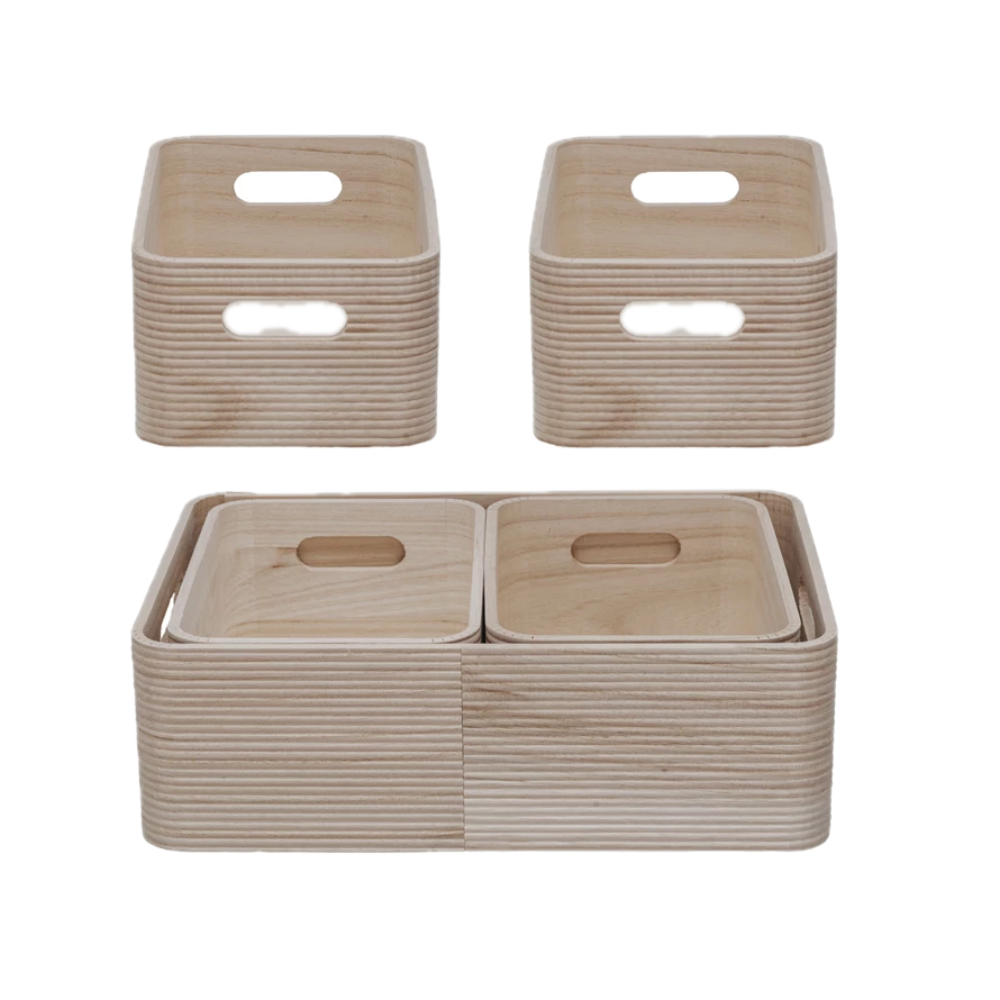 Wood Nesting Containers w/ Handles
