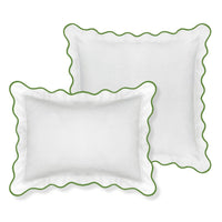 Scalloped Sham, Green / White: Standard, 20" x 26"