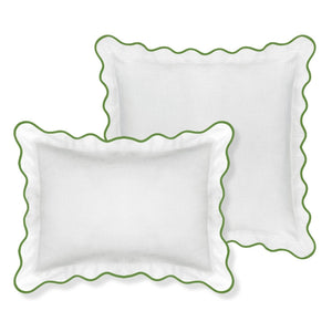Scalloped Sham, Green / White: Standard, 20" x 26"