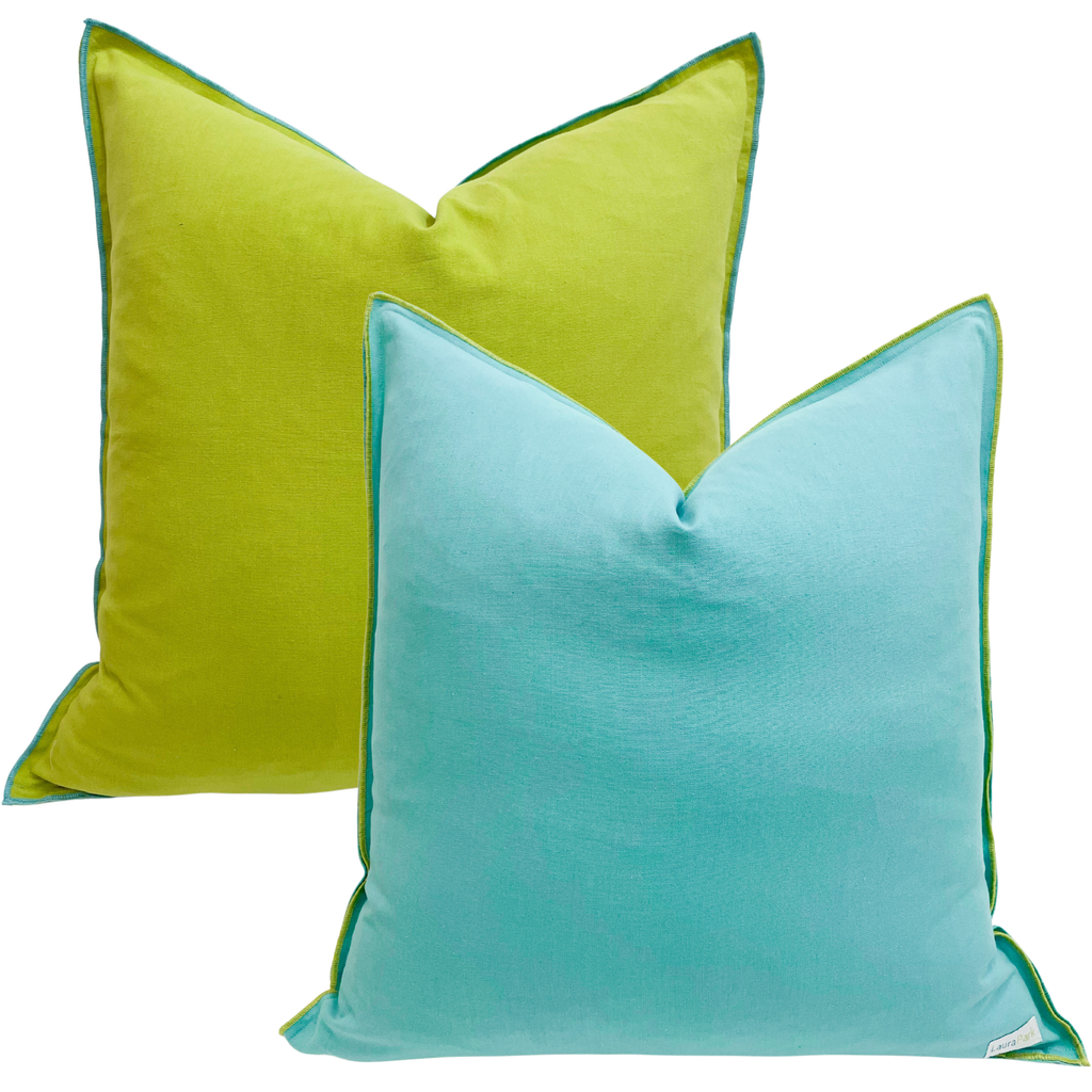 Blue/Green Two-Toned 22x22 Decorative Pillow: 22" x 22" Throw Pillow