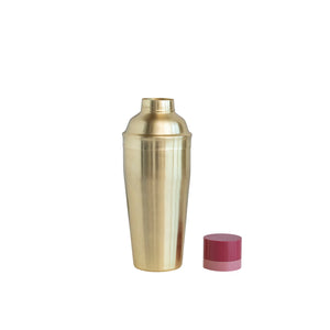 Stainless Steel Cocktail Shaker w/ Resin Top, Brass Finish and Pink