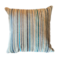 Blue Geometric Striped Pillow