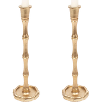 Gold Bamboo Taper Candle Holders-Set of 2-Candle Holder-Dwell Chic