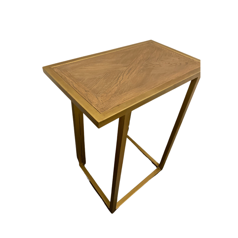Wood Top and Gold Side Table - Pick Up in Store Only!