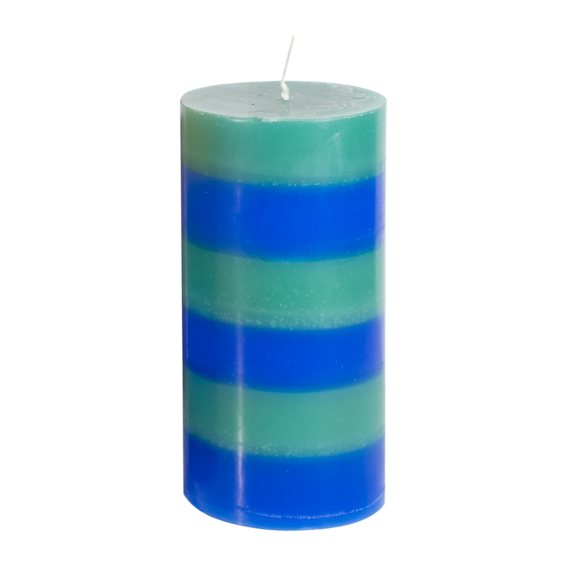 Bright Blue and Green Striped Candles-Candle-Dwell Chic