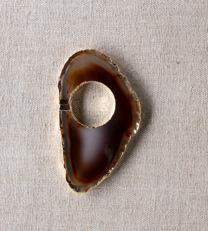 Agate and Gold Napkin Holders - Set of 4