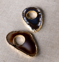 Agate and Gold Napkin Holders - Set of 4