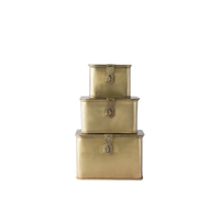 Square Metal Brass Boxes-Decorative Boxes-Dwell Chic