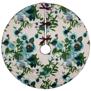 Dwell Chic-Blue and Purple Watercolor floral treeskirt-Tree Skirt