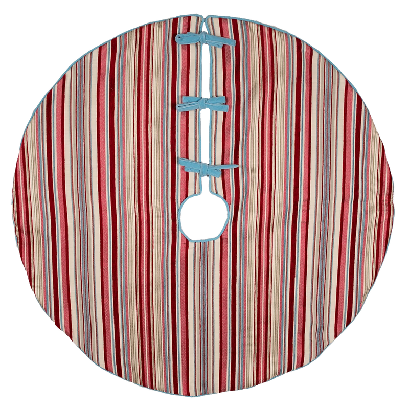 Dwell Chic-Red, Pink and Blue Striped Tree Skirt-Tree Skirt