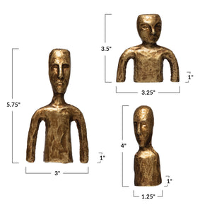 Cast Iron Figures, Antique Gold Color, Set of 3
