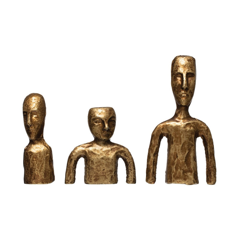 Cast Iron Figures, Antique Gold Color, Set of 3-Figurines-Dwell Chic