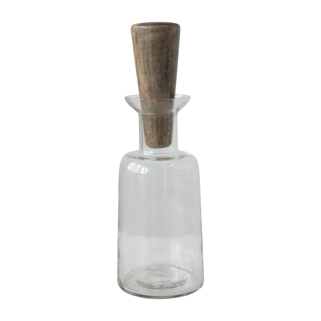 Glass Decanter with Mango Wood Stopper-Decanter-Dwell Chic