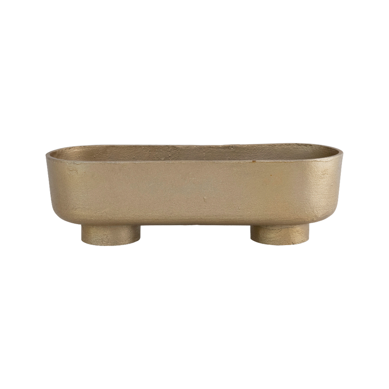 Decorative Cast Aluminum Footed Bowl, Gold Finish-Bowl-Dwell Chic