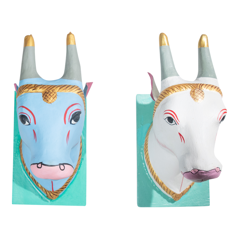 Colorful Cow Bust-Wall DŽcor-Dwell Chic