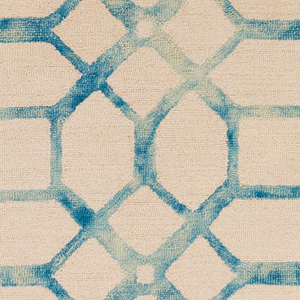 Blue and Cream Linear Patterned Rug-Rug-Dwell Chic