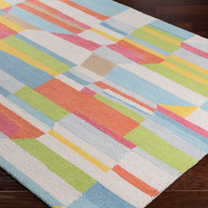 Dwell Chic-Coral, Blue and Rose Technicolor Rug-Rug