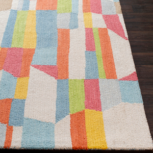 Dwell Chic-Coral, Blue and Rose Technicolor Rug-Rug