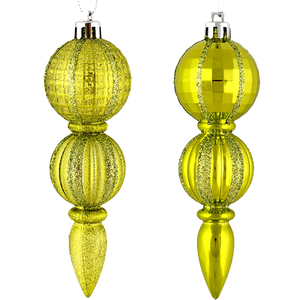 Glittery Bulb Finial Ornament Set of 6-Ornament-Dwell Chic