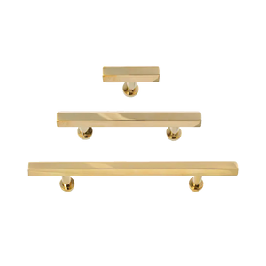 Octagonal Brass Bar Handles-Cabinet Hardware-Dwell Chic