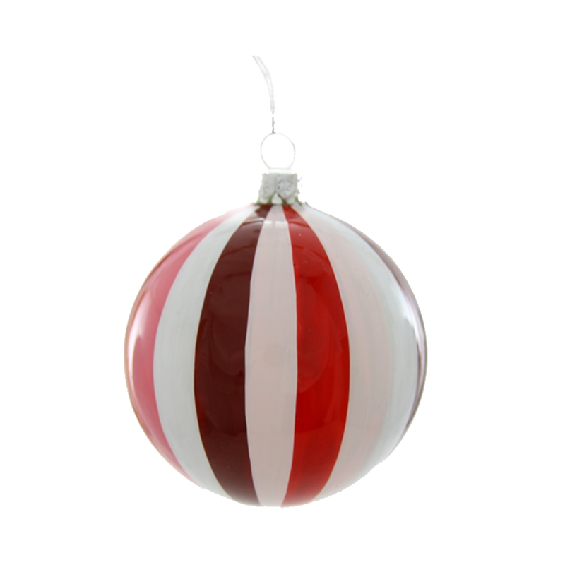 Dwell Chic-Red and White Pinwheel Bauble Ornament-Ornament