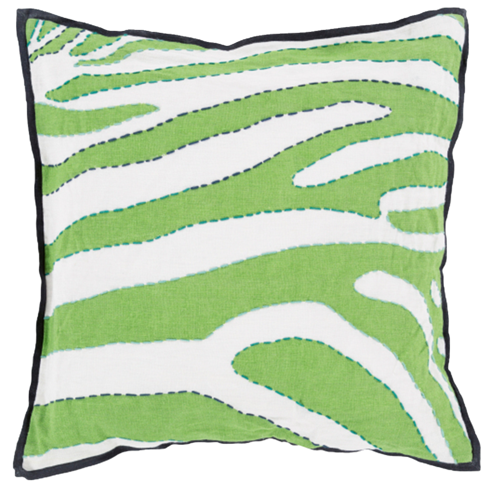 Wild Stripes Grassy Green Pillow-Pillow-Dwell Chic