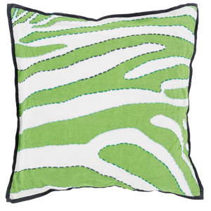 Wild Stripes Grassy Green Pillow-Pillow-Dwell Chic