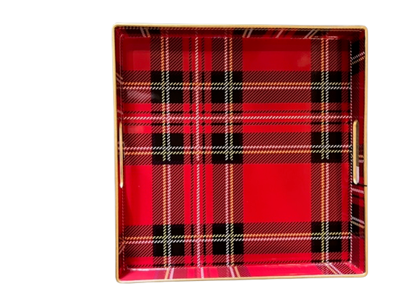 Black and Red Plaid Tray