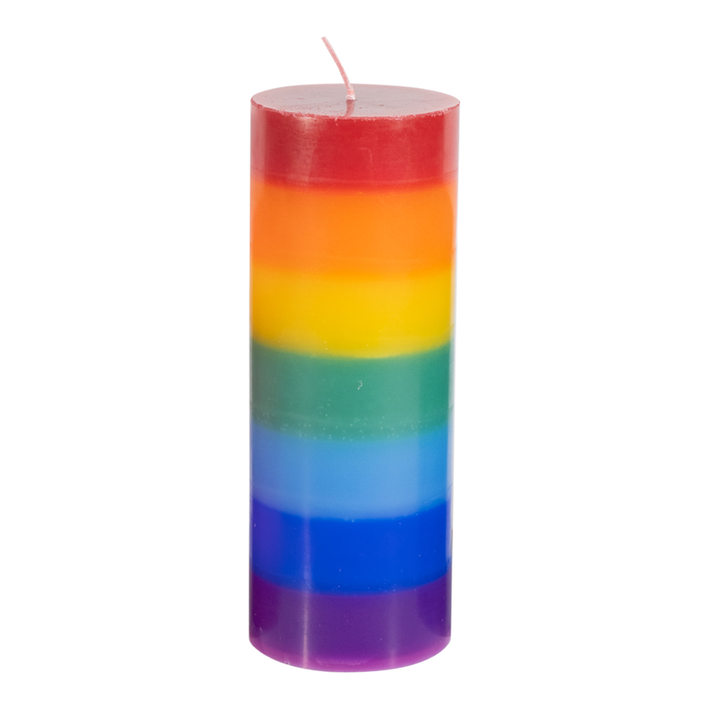 Rainbow Striped Pillar Candle-Candle-Dwell Chic