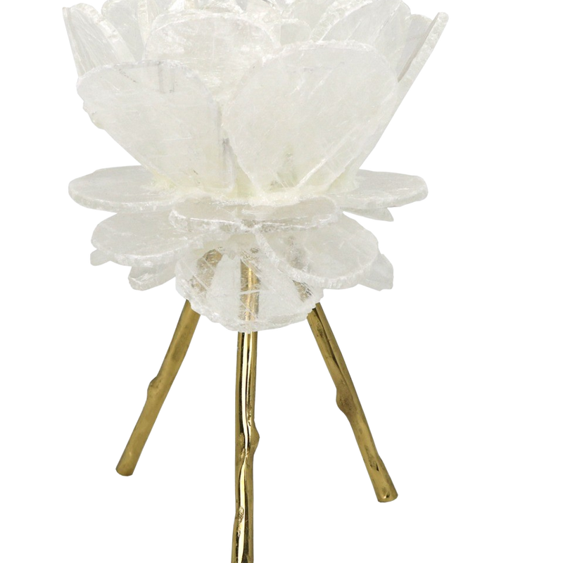 Selenite Flower Candle Holder-2 sizes Available-Candle Holder-Dwell Chic