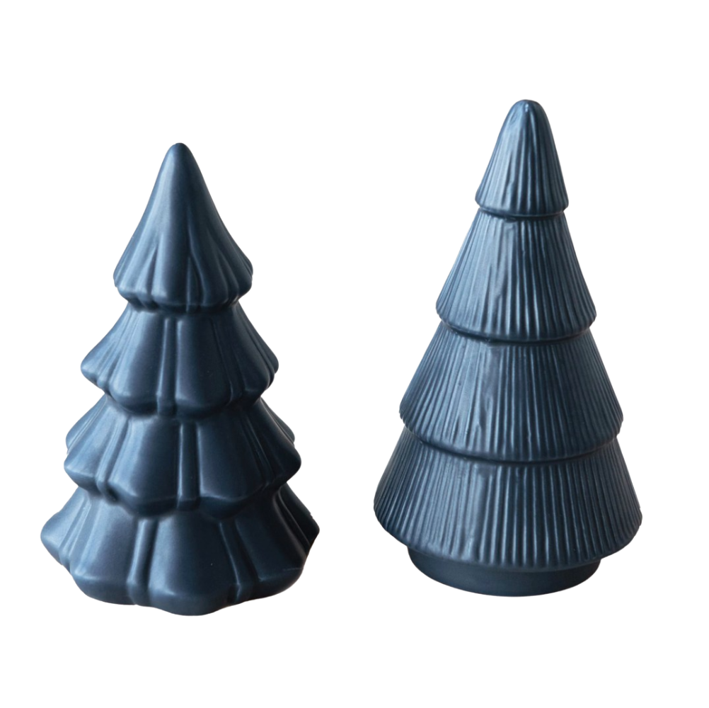 Blue Stoneware Christmas Tree, 2 Style