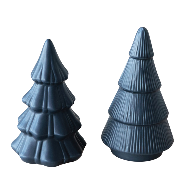 Blue Stoneware Christmas Tree, 2 Style