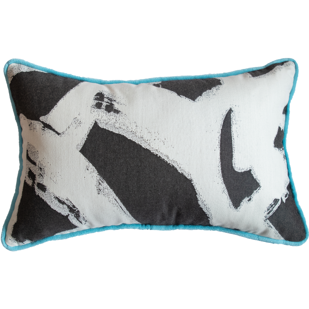 Blue Velvet and Geometric Print Pillow-Pillow-Dwell Chic