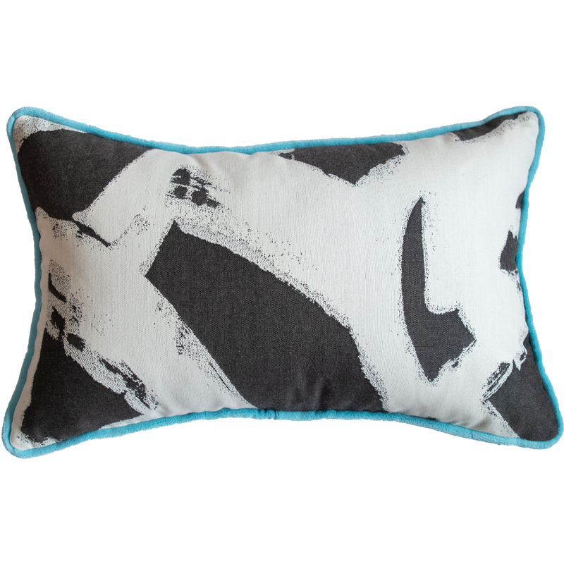 Blue Velvet and Geometric Print Pillow-Pillow-Dwell Chic