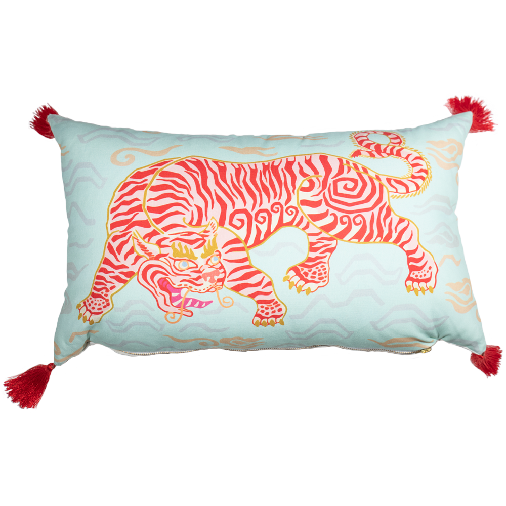 Tibetan Tiger Lumbar Pillow-Pillow-Dwell Chic