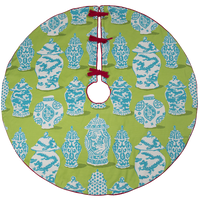 Dwell Chic-Blue and Green Ginger Jar Tree Skirt-Tree Skirt
