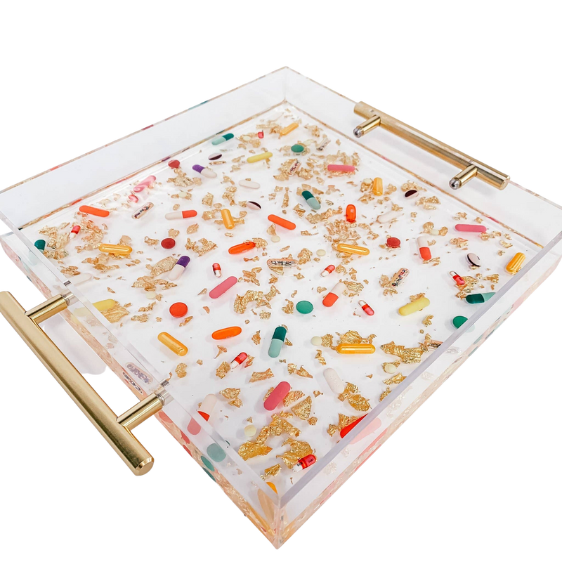 Pill and Gold Large Tray-Tray-Dwell Chic