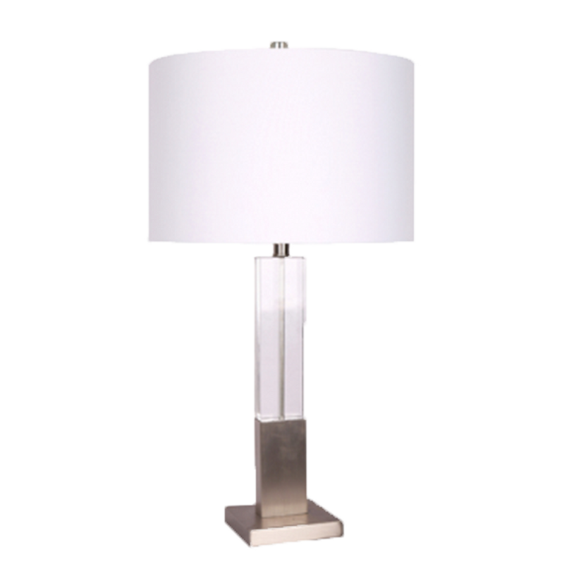 Silver Acrylic Block Lamp-Lamp-Dwell Chic