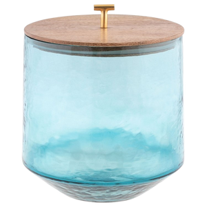 Aqua Ice bucket with Raffia Tongs