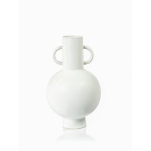 White Stoneware Vase with handles-Vase-Dwell Chic