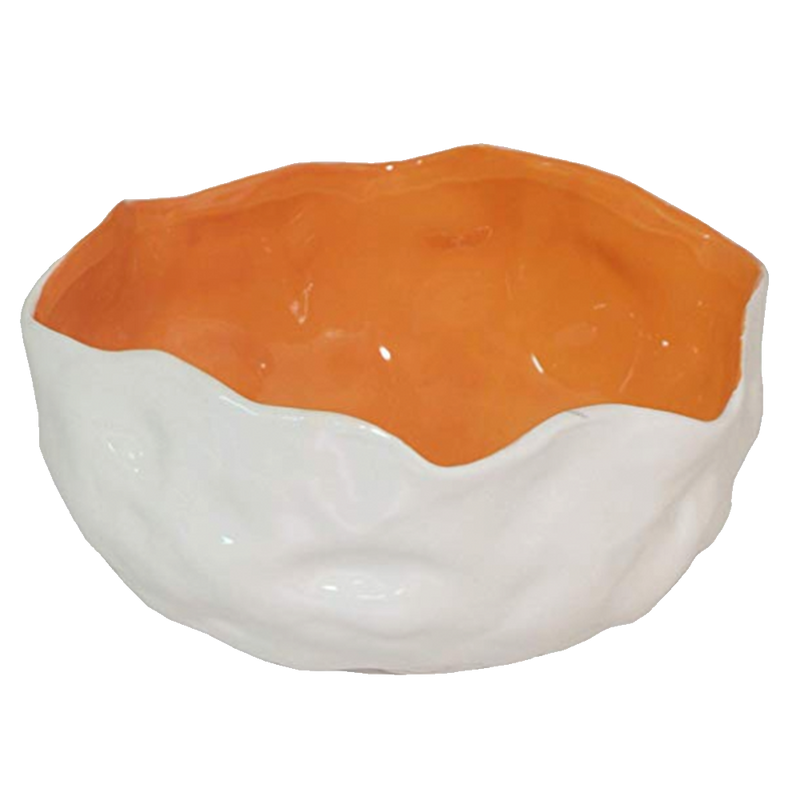 Tangerine and White Decorative Bowl-accessories-Dwell Chic
